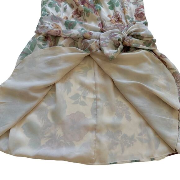 Fab’rik Dress Marnie Floral Print Chiffon Lantern Sleeves Wrap Tie Small NEW - Picture 9 of 13